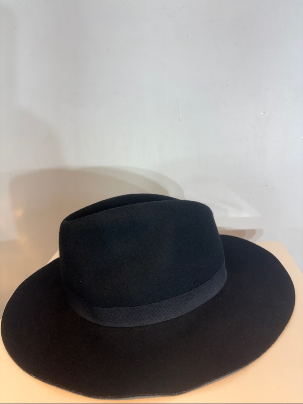 Adrienne Vittadini Black Wool Fedora Hat Embroidered Floral Boho Wide Brim - Picture 10 of 11